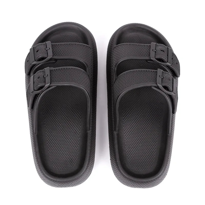 Soft Sole Beach Slippers Men Summer Adjustable Buckle Non-Slip Home Woman Comfortable Thick Bottom Sandals