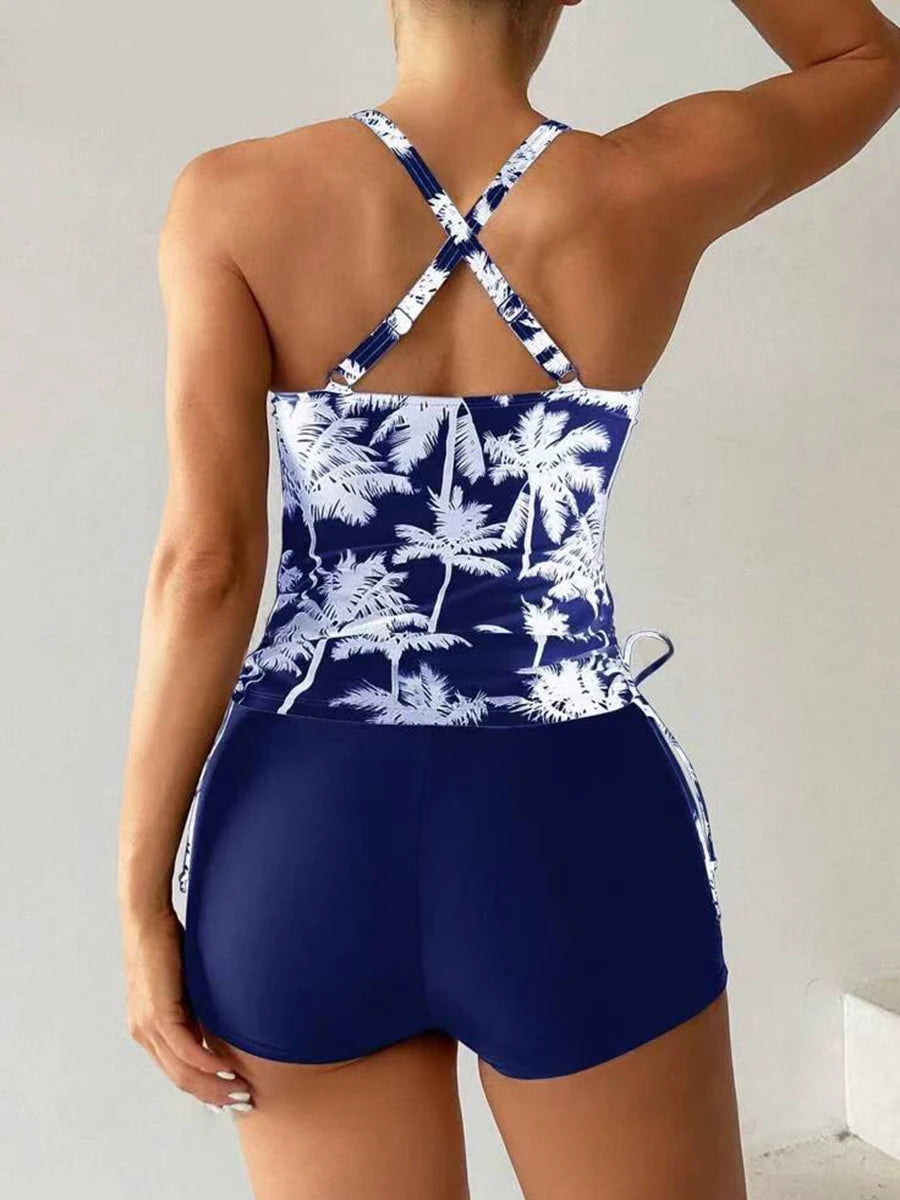 Tankini Two Piece Swimsuit Women Printed Swimwear Female Bathers Bathing Swimming Swim Suit Beach Wear XXL