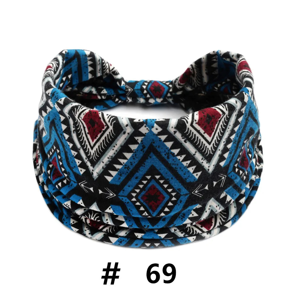Boho African Headbands for Women Wide Cotton Turban Headwrap  Knot Elastic Hairbands Bandeau Sport Workout Yoga Hair Accessories