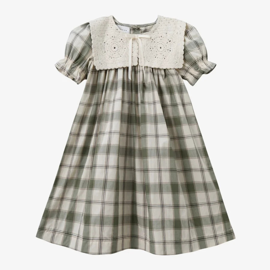 Clearance sale 2025 AS summer green grid & pink Floral collection brother sister family matching 100% cotton boys girls clothing