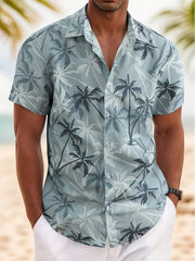 New Men Palm Tree Print Hawaiian Shirt Tropical Beach Aloha Shirt Casual Short Sleeve Button Down Summer Vacation Shirts