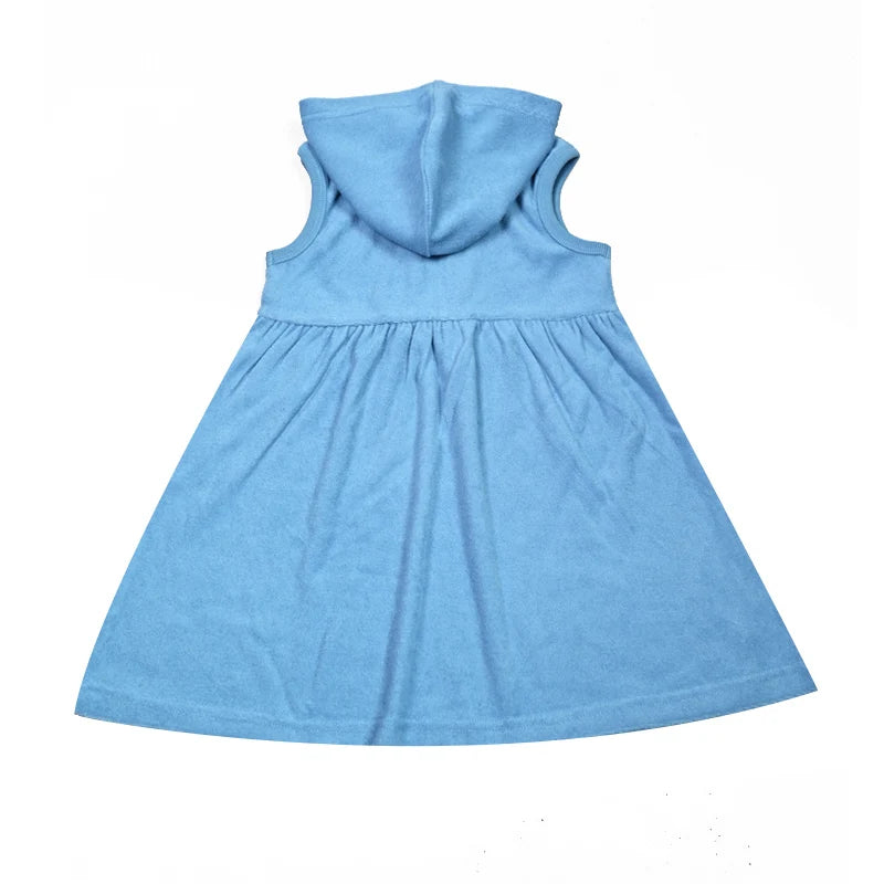 Summer Terry Sibling Clothing Set for Boys And Girls Blue Shirt for Boy Girl Dress Zipper With Colorful Drawstring Teens Outfit