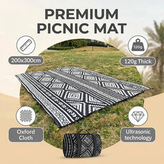 Waterproof Picnic Blanket 200x300CM Large Beach Blanket Outdoor Picnic Mat Beach Mat with Carrying Handle for Camping Beach