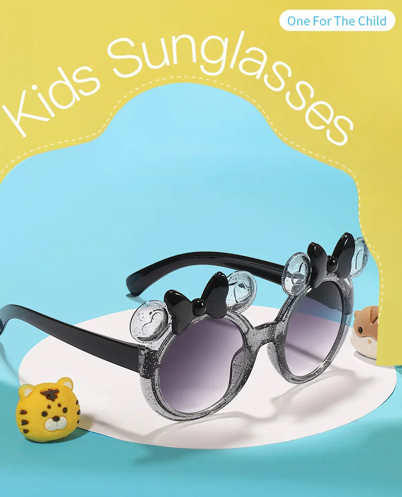 2025 Cartoon Cute Photo Concave Shaped Glasses Children's Bow Candy Colored Sunglasses For Girls, Trendy Sunglasses,