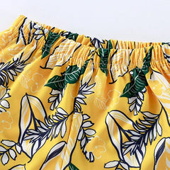 Summer Children Beach Shirt Set Boys Girls Baby Loose Printed Shirts Fashion Vacation Style Kid Short Sleeve+short Pants Outfits