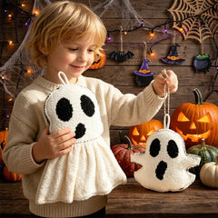 Halloween Ghost Plush Ornament Spooky Ghost Figure Decor Soft Fabric Ghost Figurine for Home Table Holiday Party Decoration