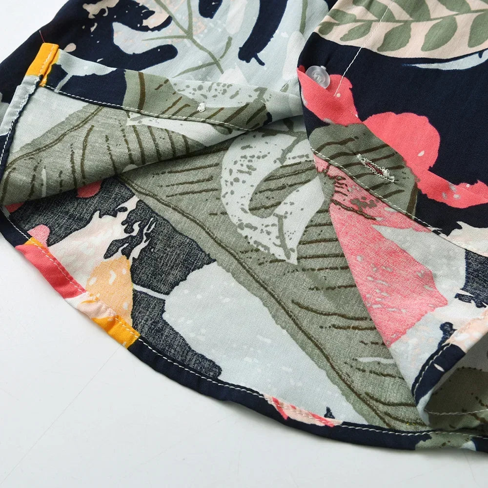 Boy Hawaiian Flower Shirt  Lapel Short Sleeve Father Kid Shredded Casual Cardigan Parent Child Clothe Button Summer Beach Blouse