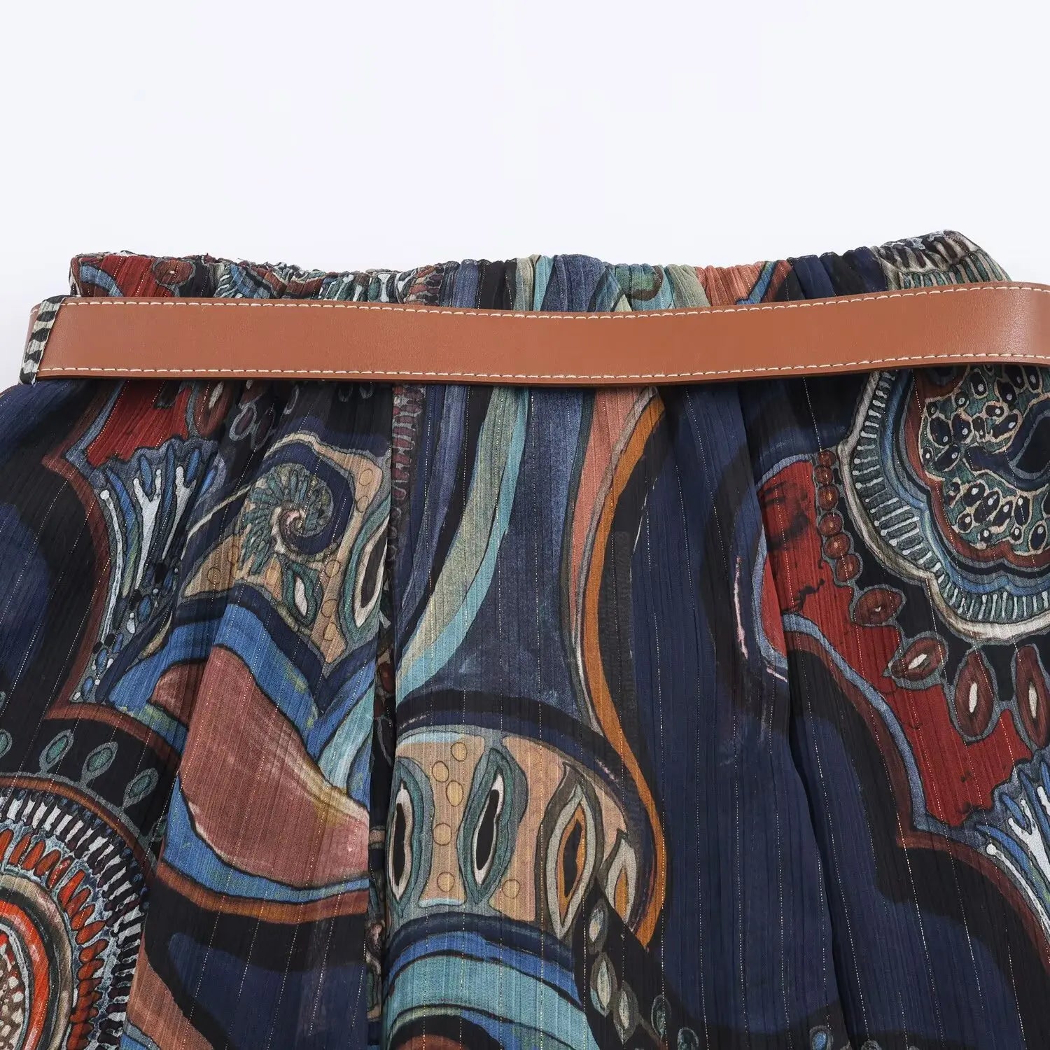 Summer New Skirts Women's 2026 New Fashion Retro Print High Waist Skirts Chic Summer Travel Joker Holiday Women's Skirts