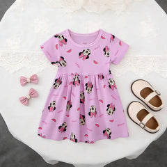 Summer Girl Short-sleeved Dress Cute Minnie Princess Style Casual Sundress for 2-6 years Kids Baby Version