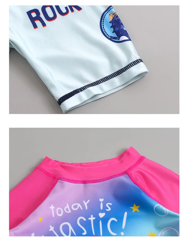 Boys Girls Cartoon Cute Swimwear Spring Summer Beach Clothing Set Sun Protection Long Sleeve Swimming Suits Kids Bathing Suit