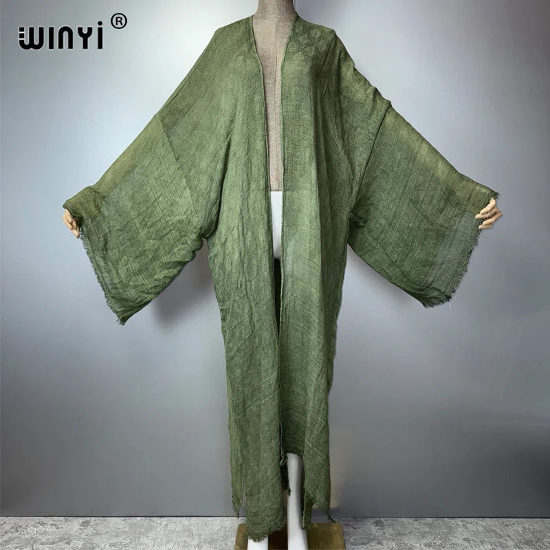 WINYI  high quality comfortable Women Soft Cardigan Loose Dress Party Boho Maxi beach Holiday Swimming Cover ups Africa Kimono