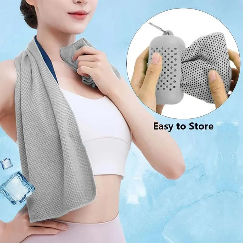 Cooling Towel Circular Silicone Wrapped Cold Towel Quick Drying Microfiber Towels Beach Accessories Towel Sport Fitness 1PC