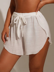 Cover Pants Ups Wrap Up Shorts Swimsuit Cover Ups Casual Hollow Out Frenulum Elastic Waist Short Pants Lounge Shorts Swimwear