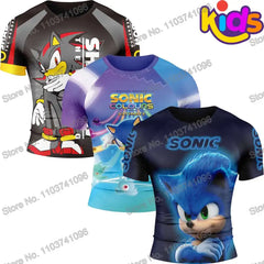 Kids Blue Surf Clothing BJJ MMA Boys Rash Guard Short Sleeve Diving T-Shirt Tight Swimwear Summer Beach Floatsuit Girls Tops