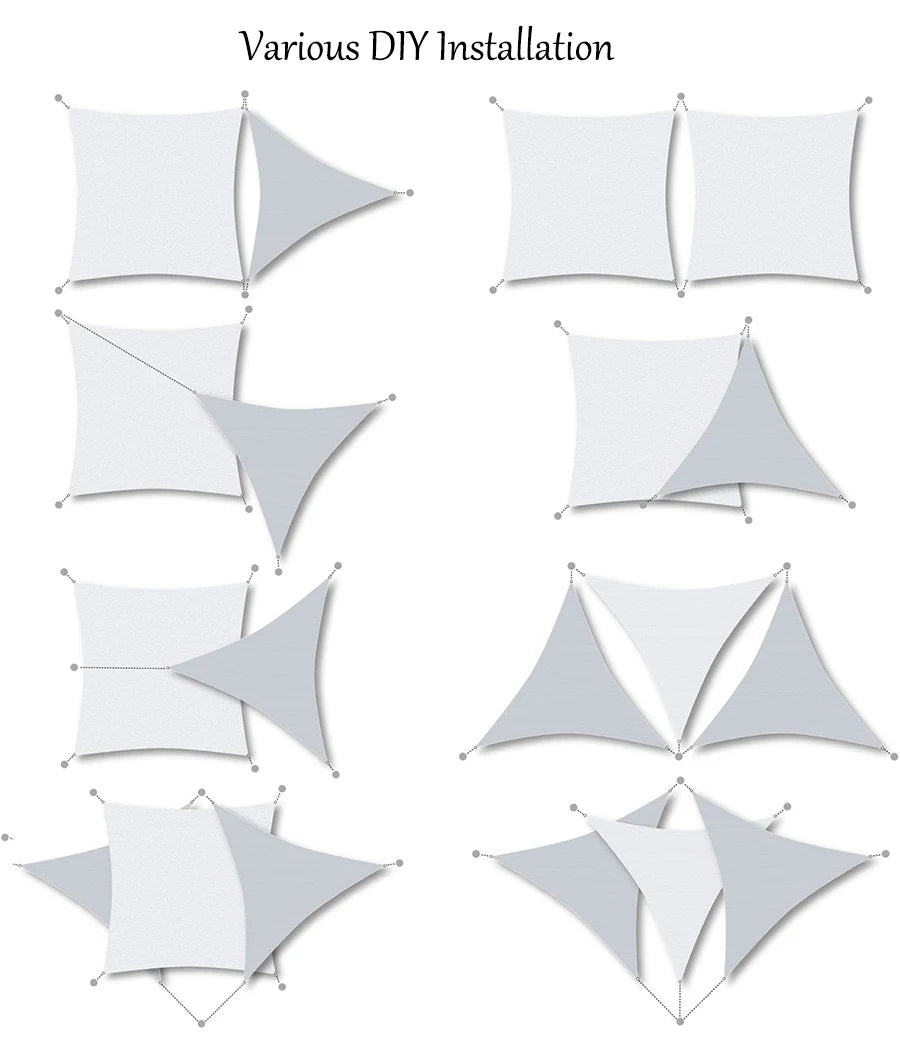 420D Waterproof Square Rectangular Shade sail, Outdoor Garden Swimming Pool Awning, Camping Hiking Sun shelter