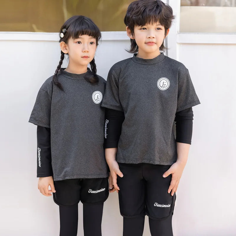 Girls/Boys Rash Guards 3 Pieces/Set Swimsuit Long Sleeve Bathing Suit Shirt+Shorts+Long Pants Sun Protective Beachwear