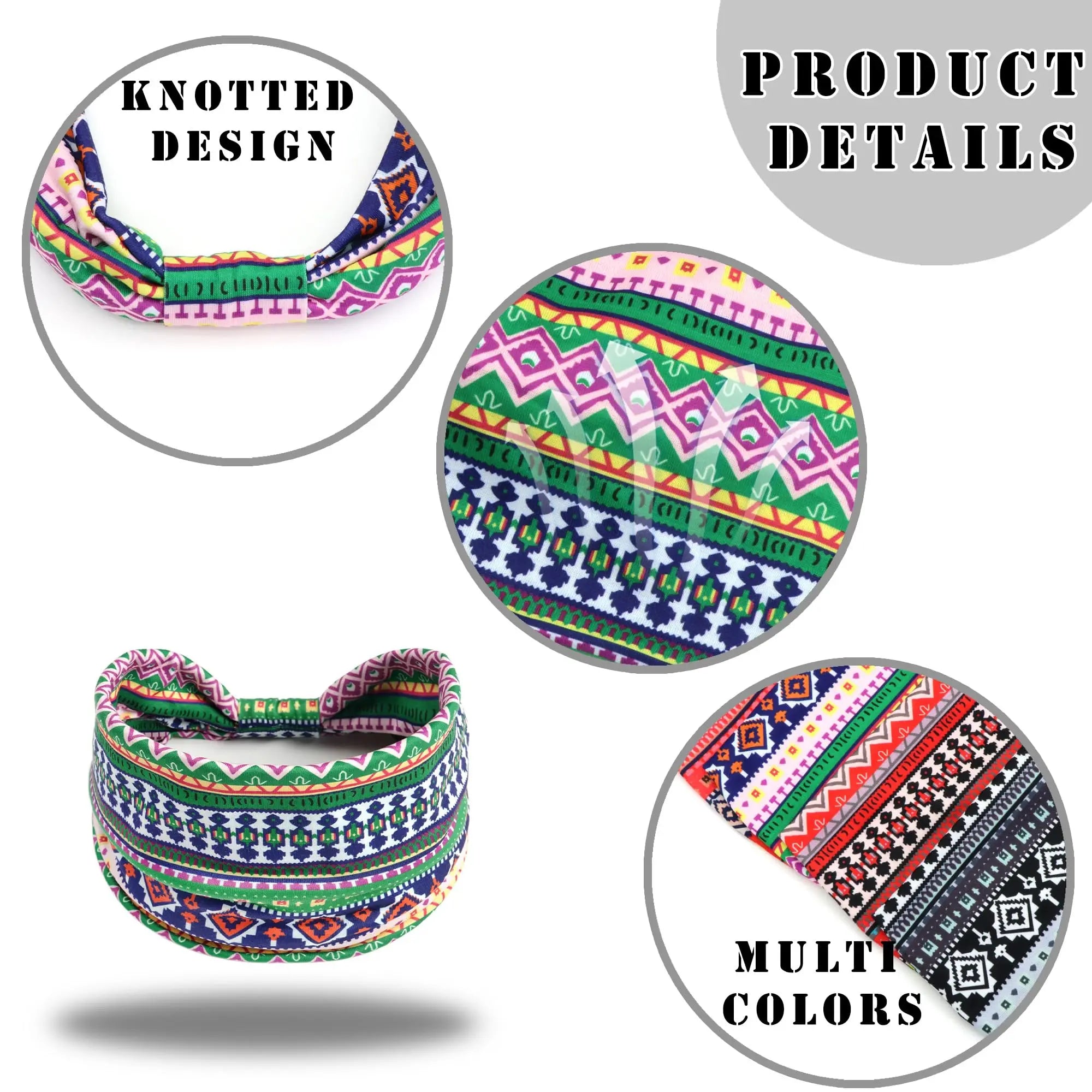 Boho African Headbands for Women Wide Cotton Turban Headwrap  Knot Elastic Hairbands Bandeau Sport Workout Yoga Hair Accessories