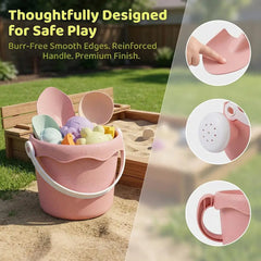 Wheat Straw Kids Beach Toy Set Summer Outdoor Sand Play Kit Eco-Friendly Portable Sand Bucket and Shovel Set Holiday Gifts