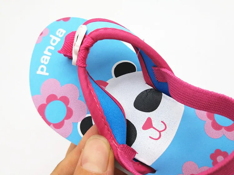 2026 Summer Children Cute Cartoon Animal Slippers Beach Shoes Kids Flip Flops Elastic Band Anti-slip Sandals Boys Girls Slippers
