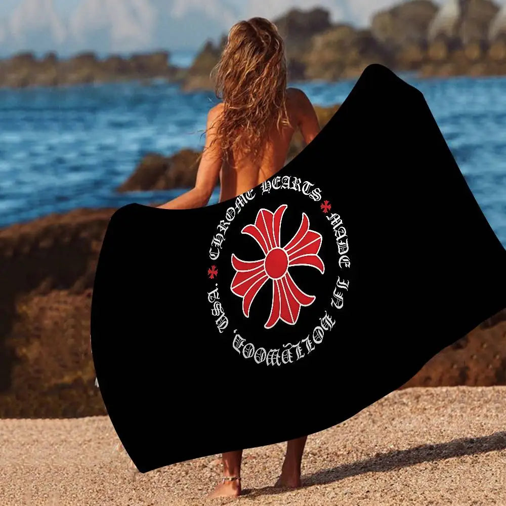 Classic C-Chrome H-Hearts Microfiber Beach Towel Absorbent Quick Dry Soft Yoga Swimming Resort Mountain Climbing Towel