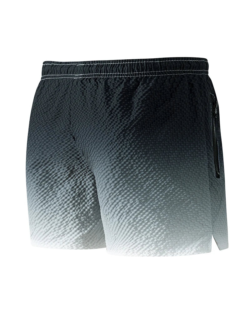 Men's Seersucker Beach Shorts with Mesh Liner Summer Casual Board Shorts with Zipper Pockets Quick Dry Swim Shorts Swim Trunks