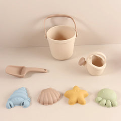 Kids Beach Bucket Set with Silicone Molds (Sea Star, Shell, Crab) | Sand Castle Toys for Outdoor & Sensory Play