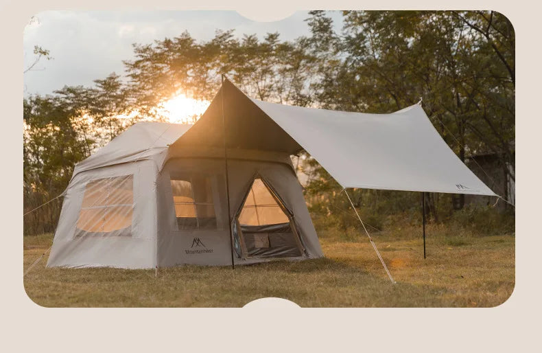 MOUNTAINHIKER 3-5 Person Portable Camping Tent Waterproof Family Beach Tent Quick Opening, Anti-UV Hand Air Pump Inflatable Tent