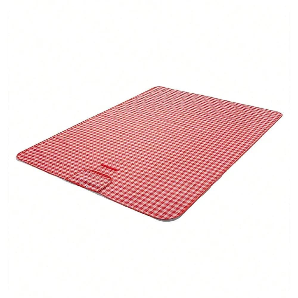 Picnic Blanket 140×190cm Beach Mat Washable Lightweight with Handle Red Checkered for Hiking Travelling Outdoor Camping Parks