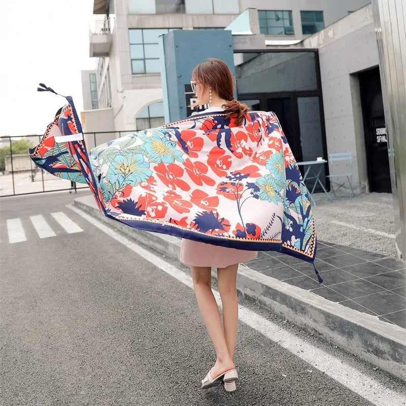 Fashions 90x180cm Twill Cotton Pareo Beach Cover-Ups Women Large Beach Dress Bikini Bathing Swimwear Cover Up Sarong Wrap Scarf