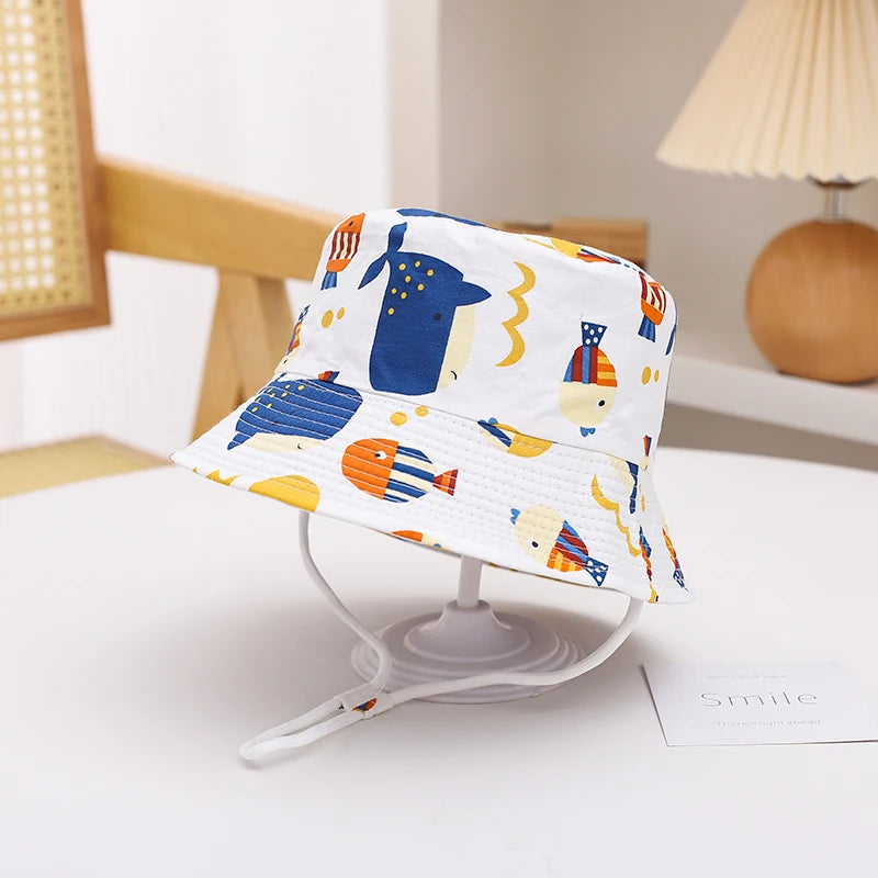New Panama Summer Baby Sun Hat for Girls and Boys Beach Sun Cap Cartoon Autumn Kids Fisherman's Cap Outdoor Baby Bucket Hat