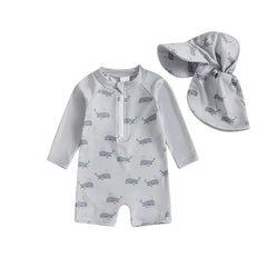 Baby Boy Girl Swimsuit Short Sleeve Rash Guard Zipper Swimwear Toddler Bathing Suit Infant Beach Outfits