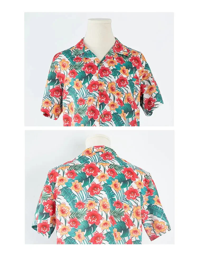 Family Holiday Clothes Dad and Son Boy Beach Shirts Two Piece Sets Vacation 2023 Mom and Baby Girl Floral Smock Dress Sleeveless