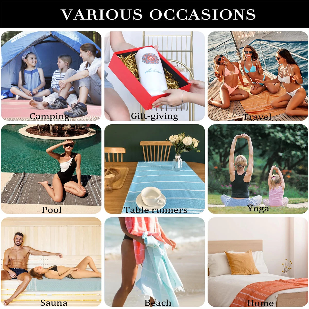 Turkish Beach Towel100x180cm100% Cotton Sand Free Quick Dry Swim Towel Extra Large Light Travel for Adults Beach Towel