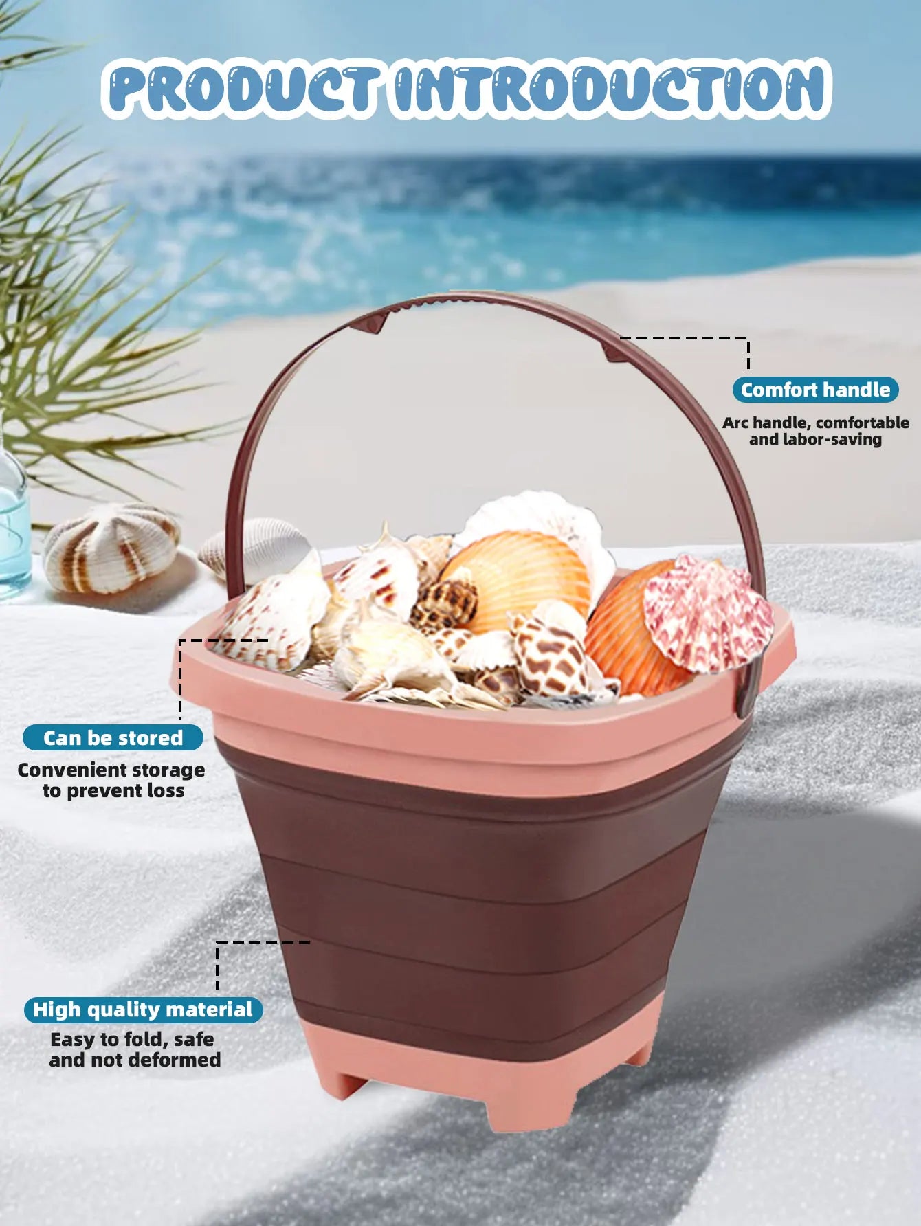 Beach sand toy for children, small extensionable water bucket with multiple functions and portability, suitable for baby sand pl