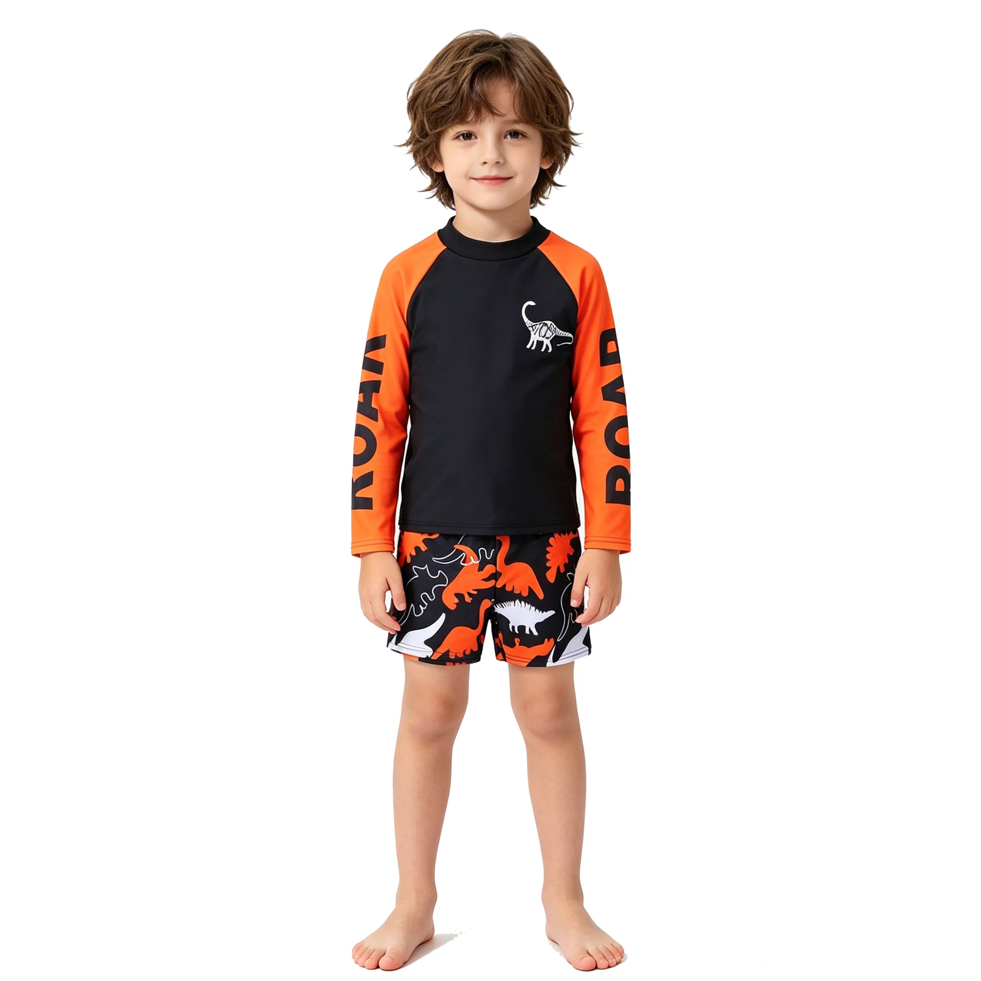 Boys Swimsuits Two Pieces Toddler 3 4 5 6 7 8 9 10 11 Years Long Sleeve Kids Swimwear Set Tops+Shorts Swim Outfits Bathing Suit