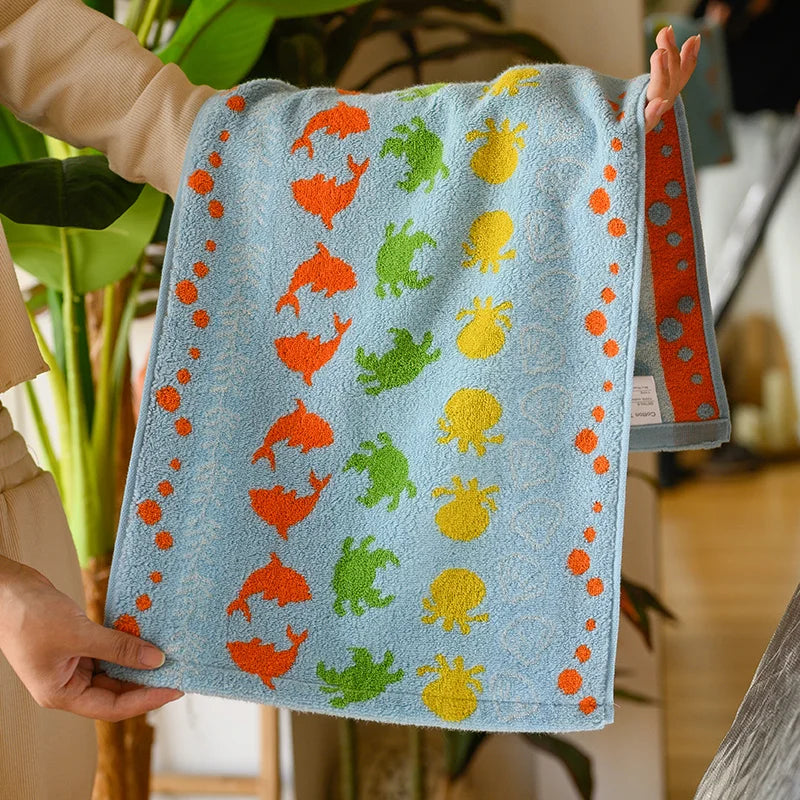 Cute Graffiti  Pears Patter Cotton Soft Face Towel for Kids Absorbent Bath Towel Comfortable Cotton Household Towel Beach Towels