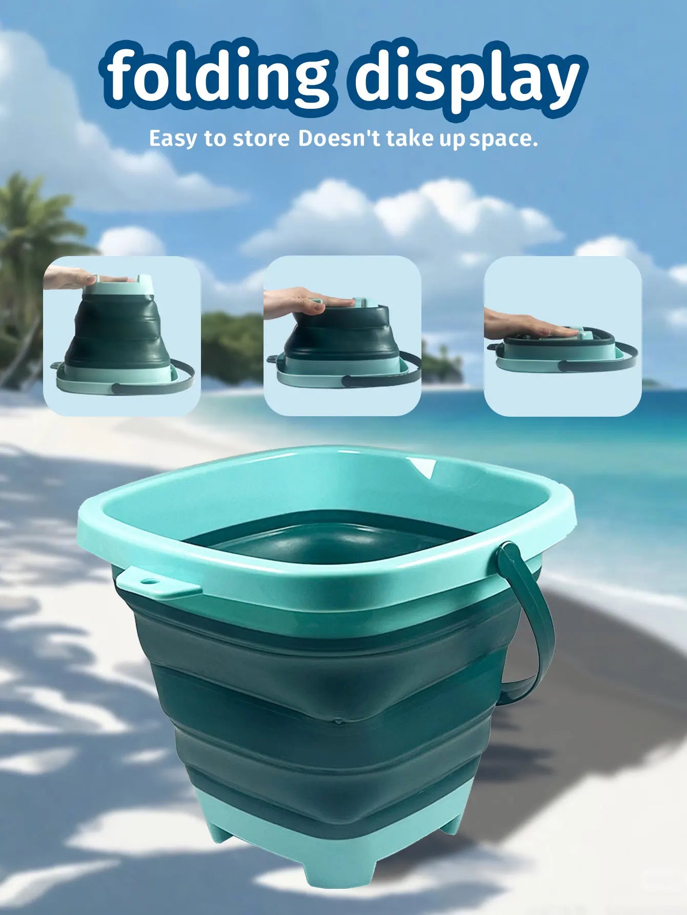 Beach sand toy for children, small extensionable water bucket with multiple functions and portability, suitable for baby sand pl