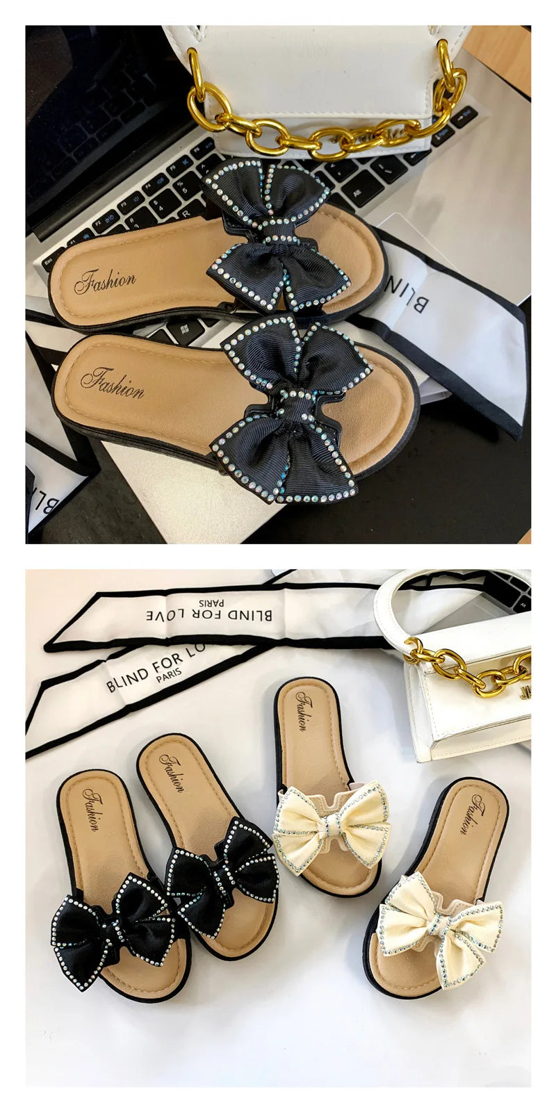 2026 New Bow Flats Open Toe Slide Sandals Non-slip Flip Flops Children Home Slippers Kids Girls Summer Cute Beach Slippers Shoe
