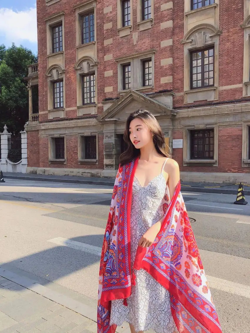 Fashions 90x180cm Twill Cotton Pareo Beach Cover-Ups Women Large Beach Dress Bikini Bathing Swimwear Cover Up Sarong Wrap Scarf