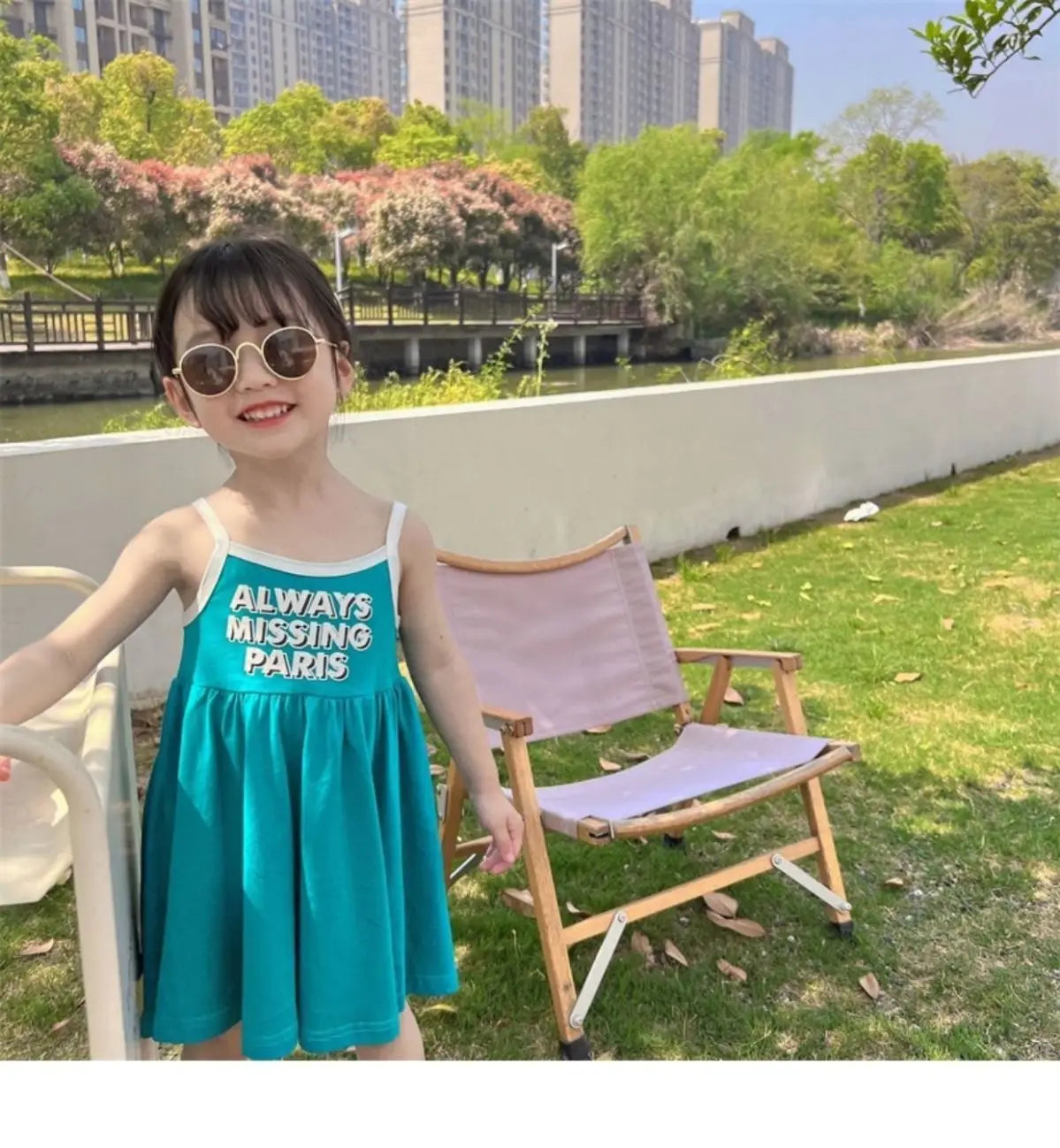 2026 Summer Girls Cute Print One Piece Suspender Dress Casual Design