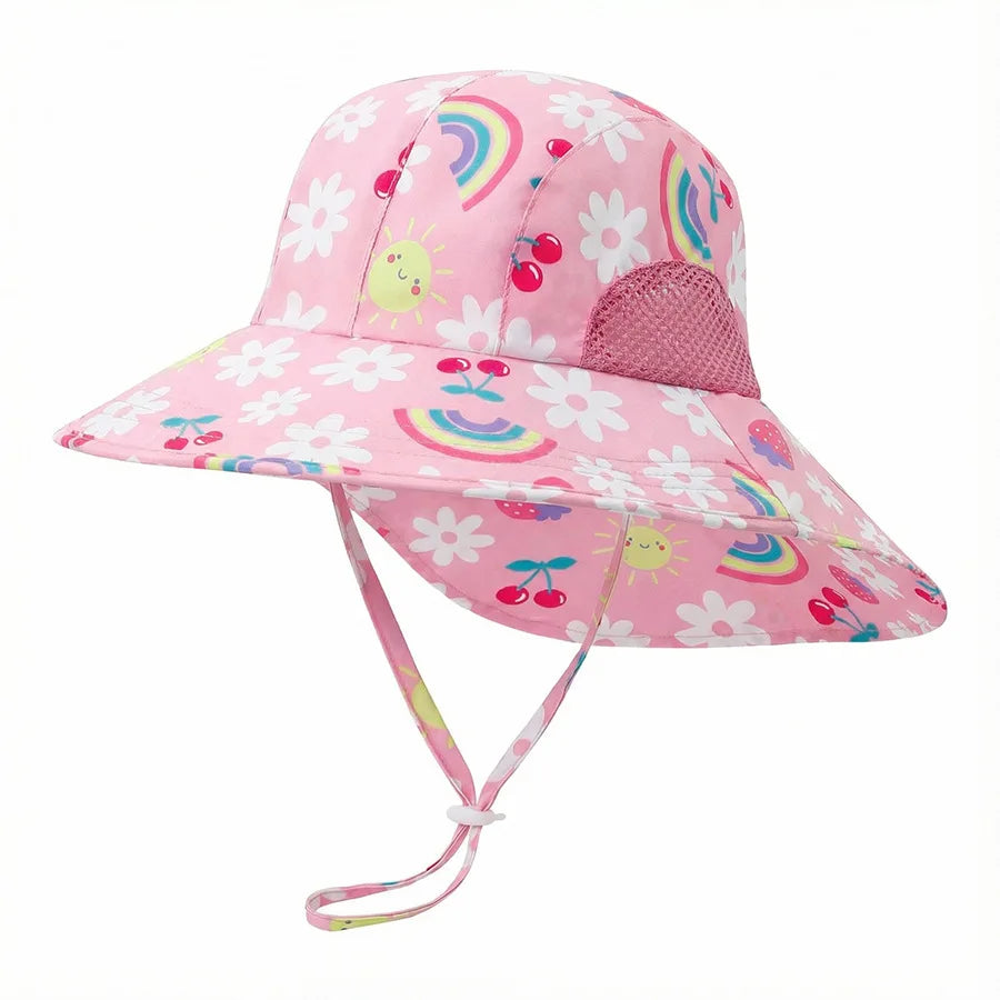 Side Net Fabric Children's Sun Hat with Side Mesh, Sun Hat for Protection From The Sun, Sunshade Shawl Hat, Original Large Brim