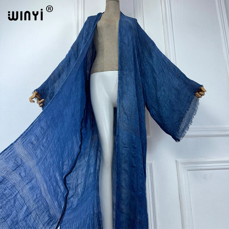 WINYI  high quality comfortable Women Soft Cardigan Loose Dress Party Boho Maxi beach Holiday Swimming Cover ups Africa Kimono