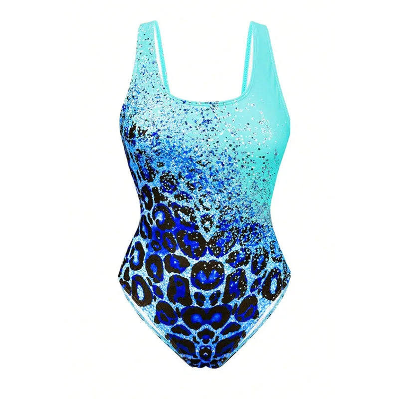 New Sexy Printed Bikini Tie Dye Leopard Print Backless Sports Swimsuit Women's One-piece Bikini Set
