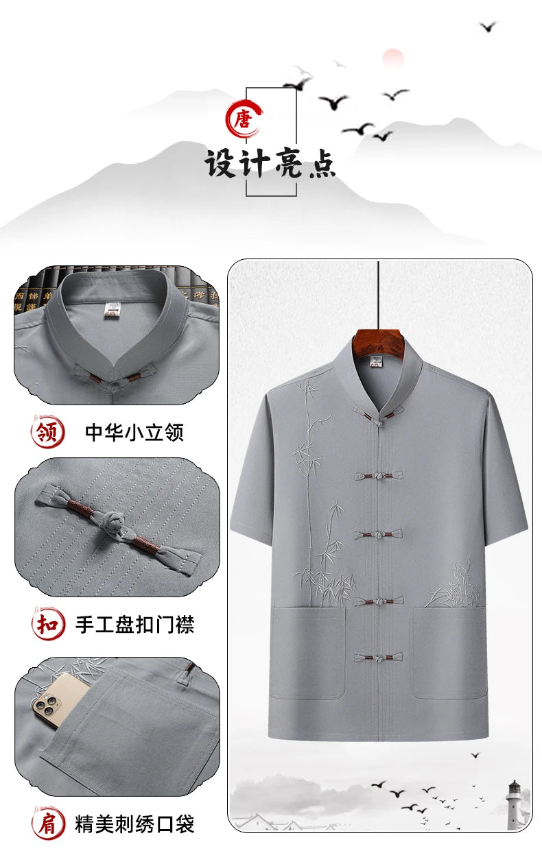 Men's sets (Shirt + trousers) 2026 summer new style men fashion shirt short sleeve shirt High quality shirts male Two Piece