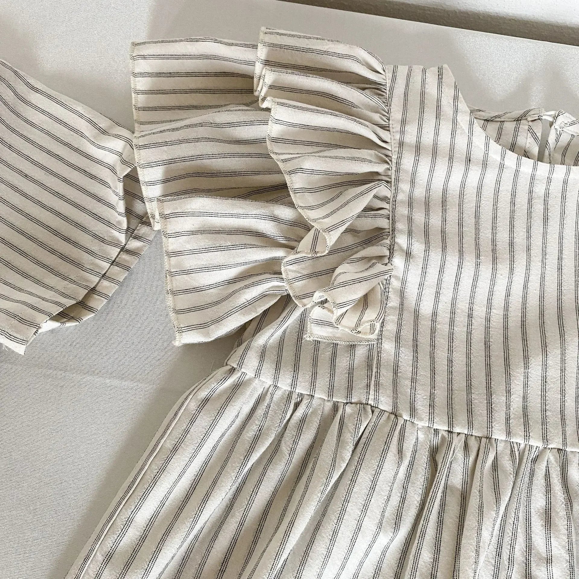 22004 Brother Sister Clothes Summer New Short Sleeve Stripes Baby Boy's Suit Or Cotton Girl Dress