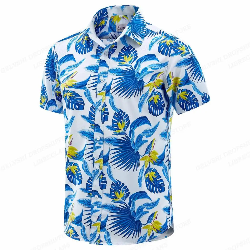 Floral Hawaiian Shirt Tropic Leaf 3d Printed Shirts Men Women Fashion Oversized Blouse Men's Vocation Lapel Beach Camisas