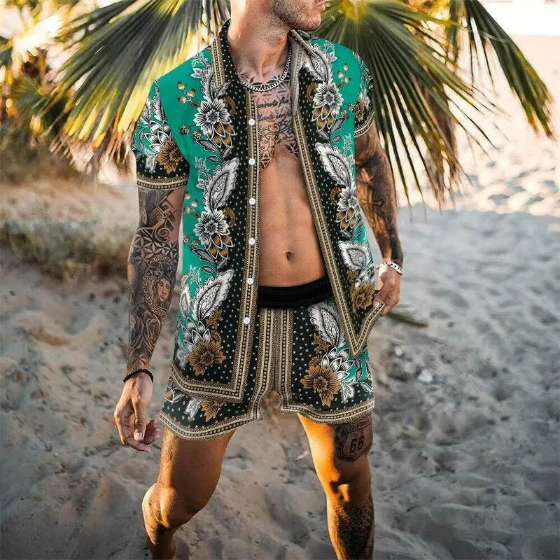 Hawaiian Shirt Sets 3D Printed Men's Casual Fashion Short Sleeves Shirts Oversized Beach Shorts Summer Streetwear Suits Clothing
