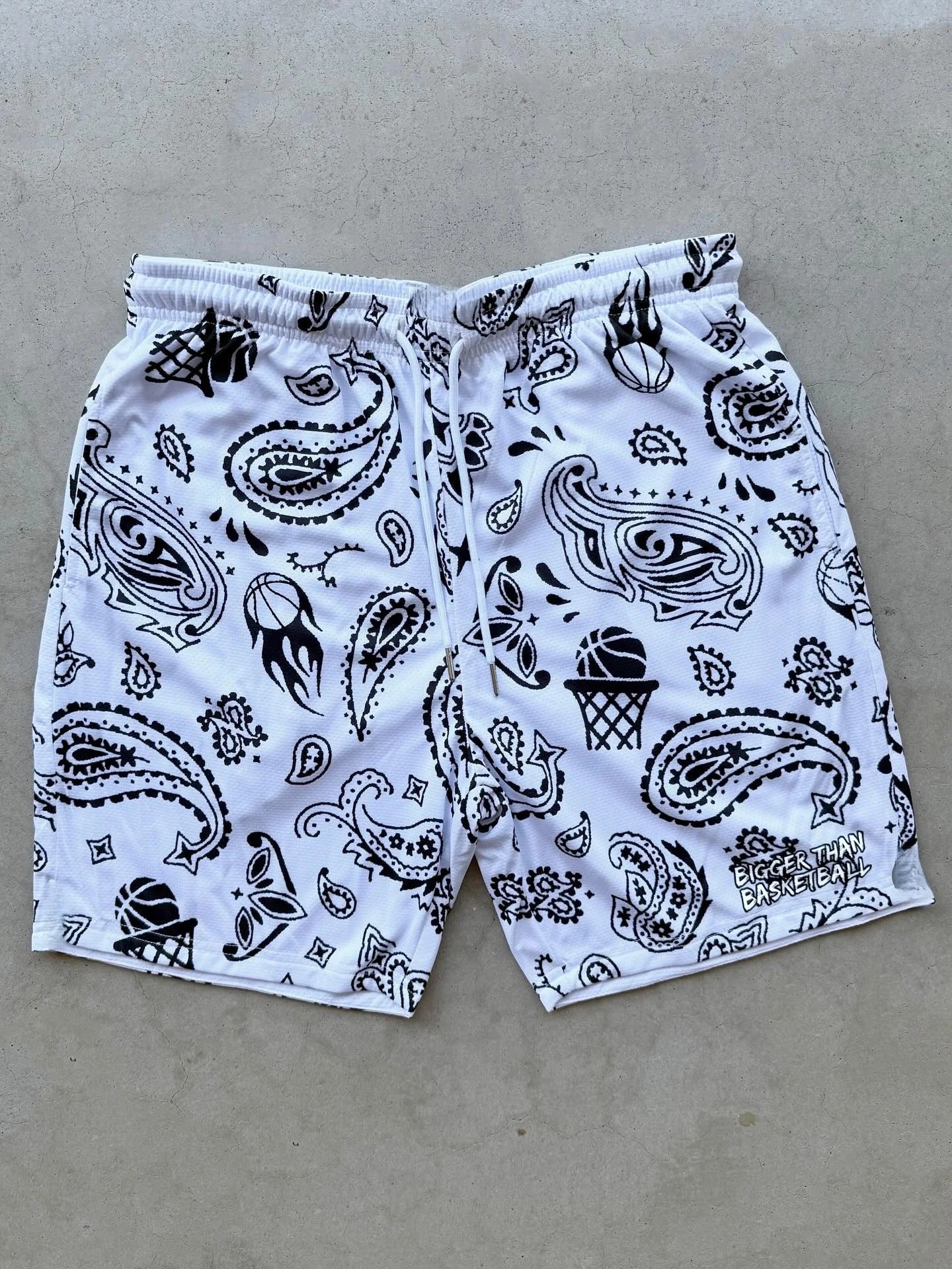 2025 Paisley Basketball Shorts Men's "Bigger Than Basketball" Print 3-Color Breathable Summer Casual Sports Streetwear Shorts