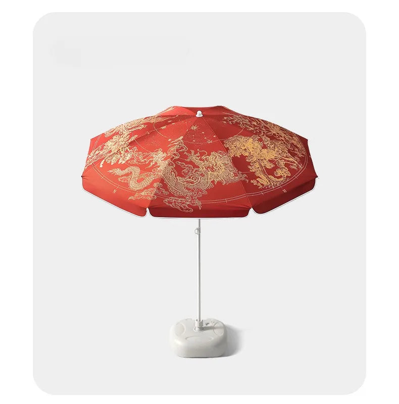 Chinese Style Garden Patio Umbrella Windproof Strong, Portable Camping Beach Umbrella UV Protection, Big Size Sun Patio Umbrella