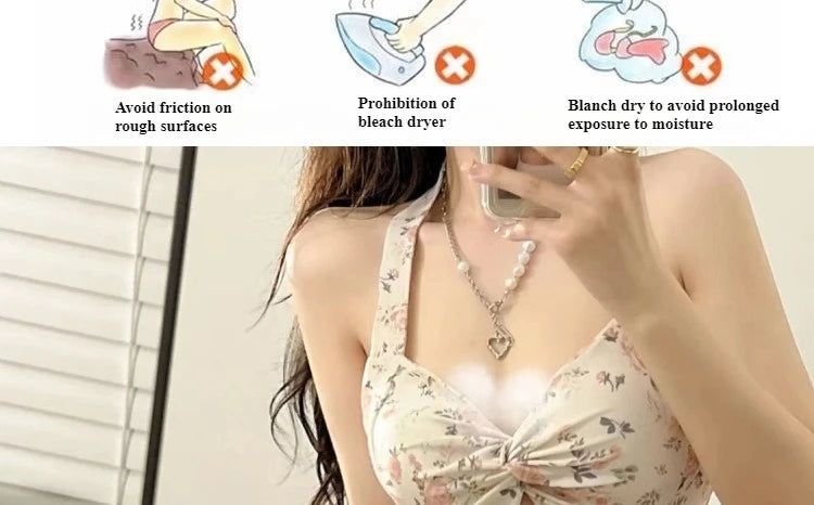 Women Korean Sexy One Piece Swimsuit Tummy Control Slimming High Waisted Bathing Suit Hot Spring Beachwear Elegant Swimsuit